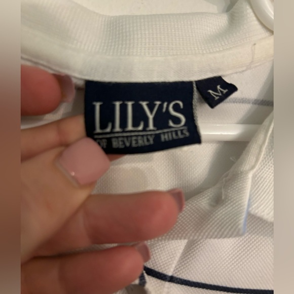 Lilly's Of Beverly Hills Boys Stripes White Blue Polo Sz Med Made In USA - Picture 4 of 6
